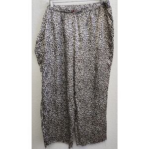 Apt 9 Brown Animal Print Satin PJ Bottoms XXL Lightweight Elastic Waist Soft